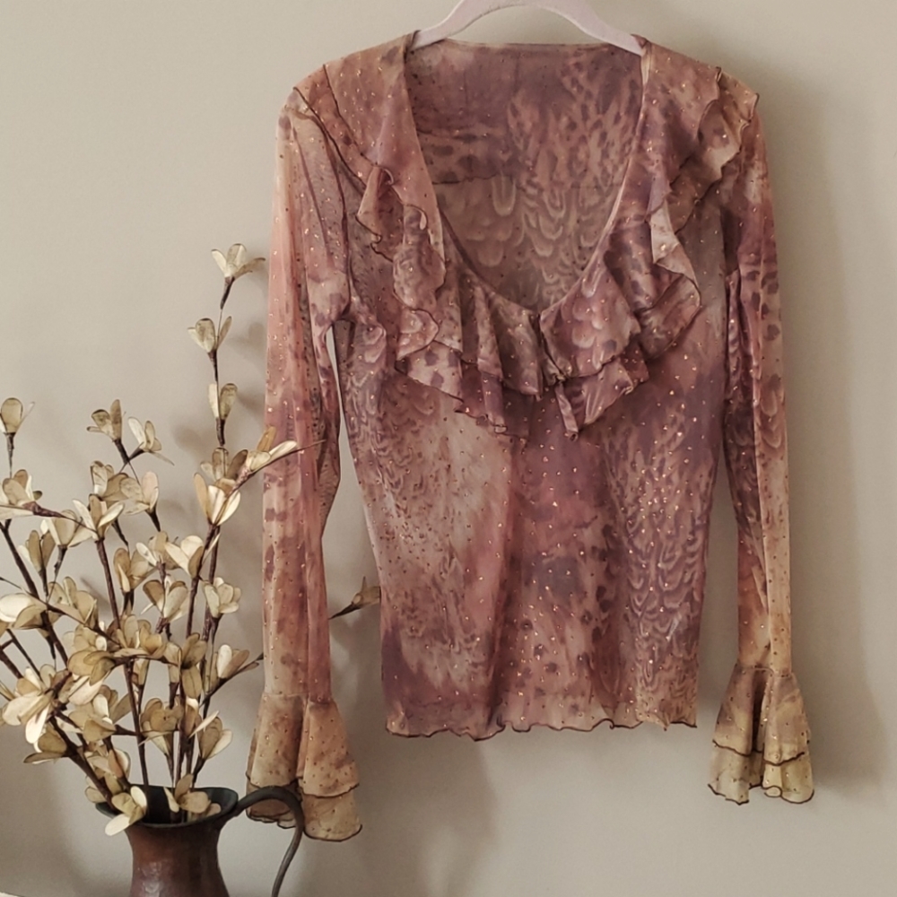 Made in France "Copelia" style Sheer V-Neck Blouse